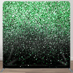 Aperturee - Aperturee Green Black Glitter Party Pillow Cover Backdrop