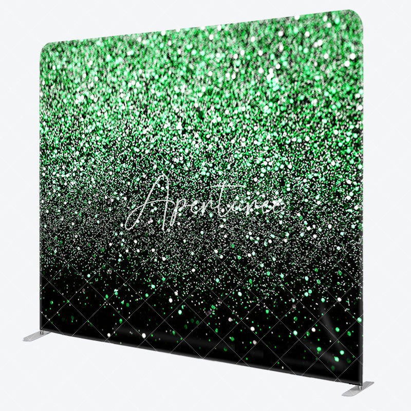 Aperturee - Aperturee Green Black Glitter Party Pillow Cover Backdrop