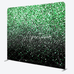 Aperturee - Aperturee Green Black Glitter Party Pillow Cover Backdrop