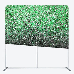 Aperturee - Aperturee Green Black Glitter Party Pillow Cover Backdrop