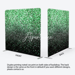 Aperturee - Aperturee Green Black Glitter Party Pillow Cover Backdrop