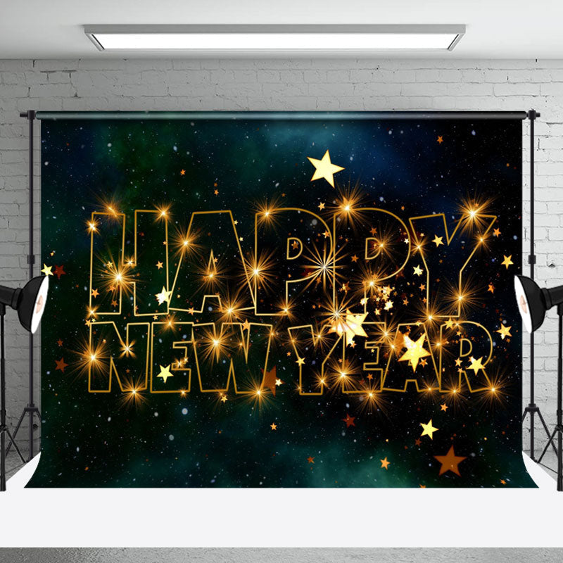 Aperturee - Aperturee Green Black Starry Sky Sparkle Gold New Year Backdrop