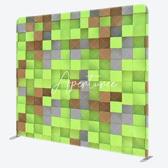 Aperturee - Aperturee Green Brown Pixel Game Square Double-Sided Backdrop