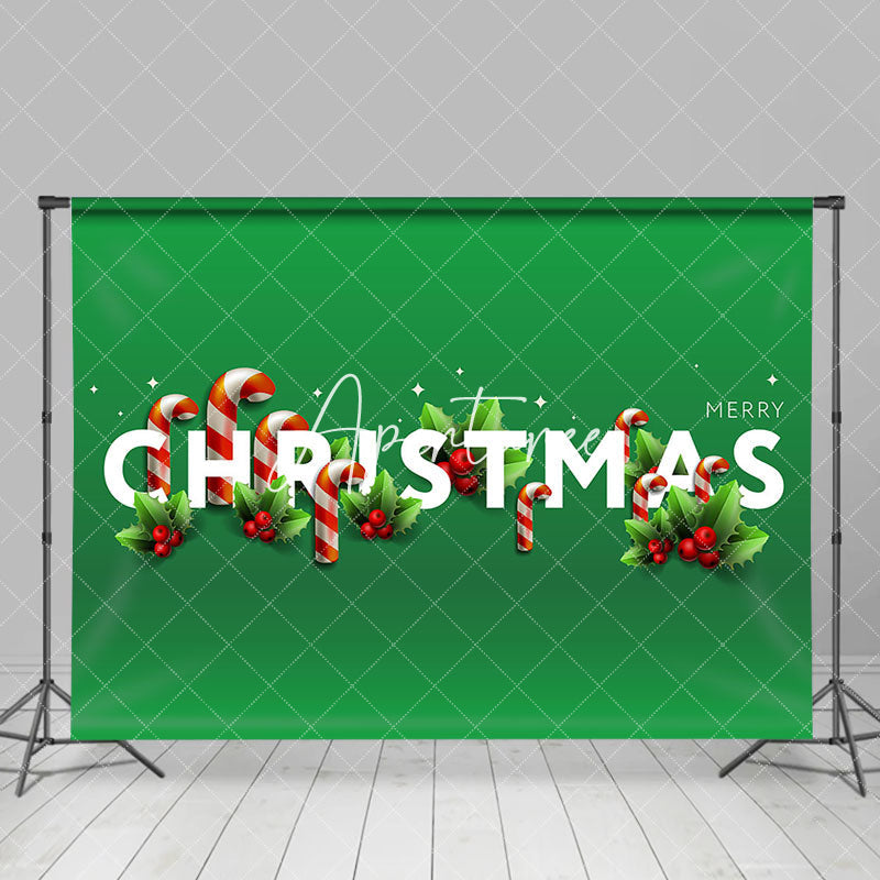 Aperturee - Aperturee Green Candy Cane Leaves Fruit Christmas Backdrop