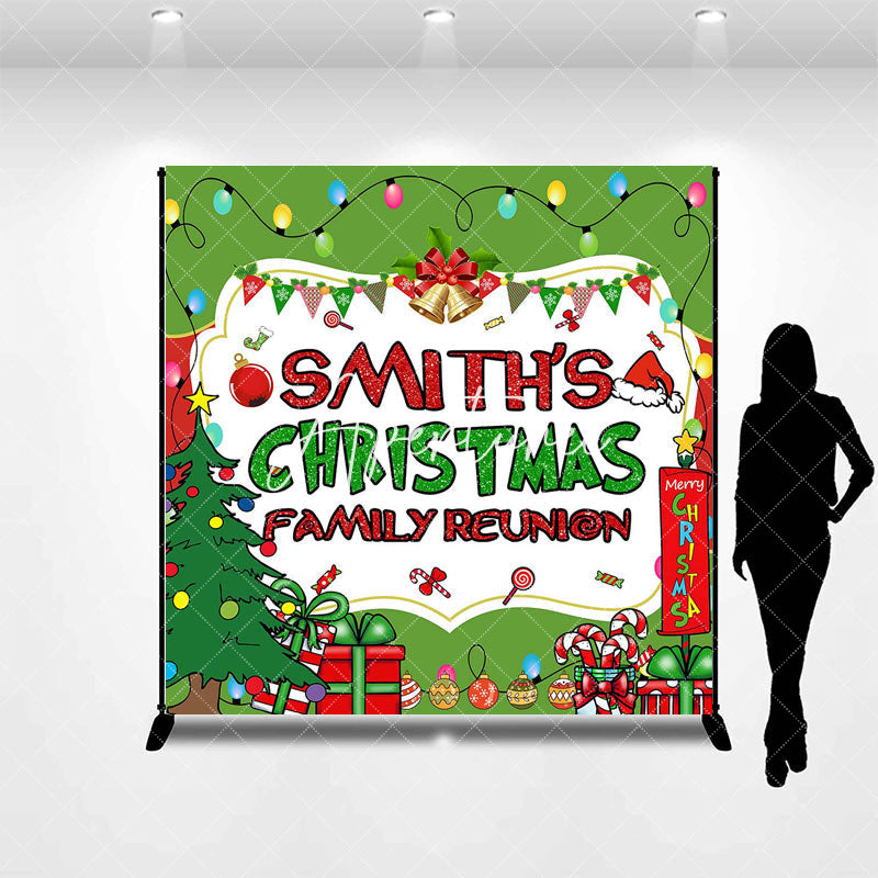 Aperturee - Aperturee Green Christmas Vibe Custom Family Reunion Backdrop