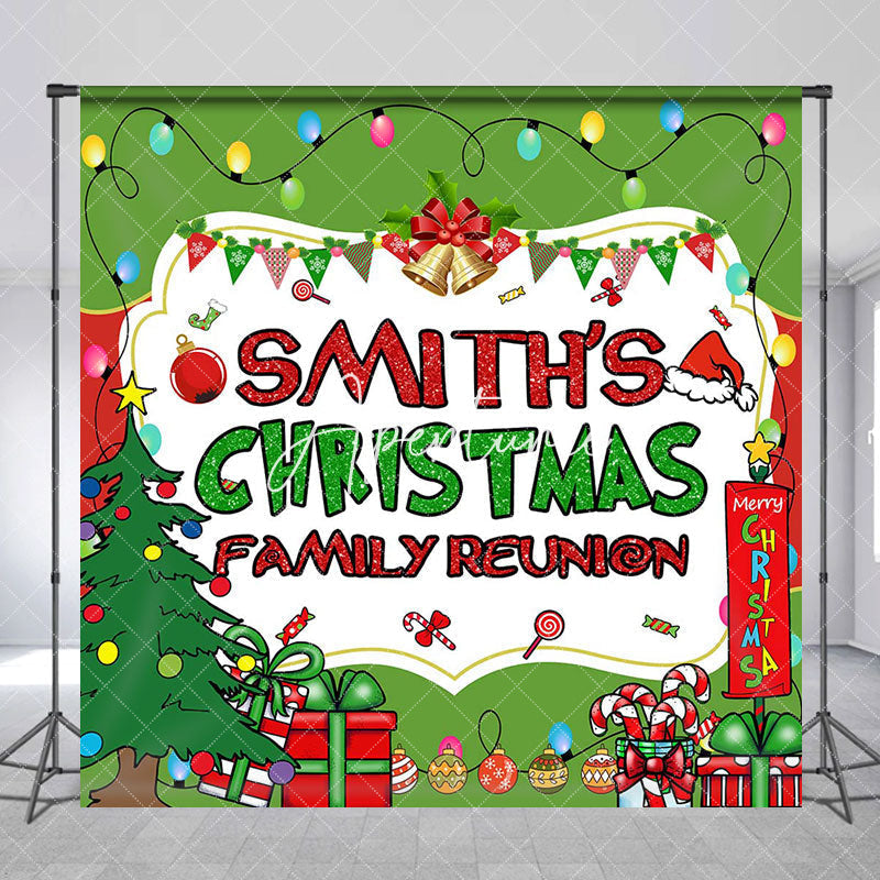 Aperturee - Aperturee Green Christmas Vibe Custom Family Reunion Backdrop