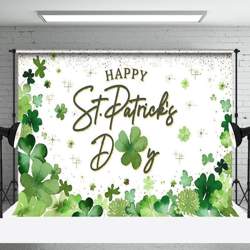 Aperturee - Aperturee Green Clover Gold Twinkling St Patricks Day Backdrop