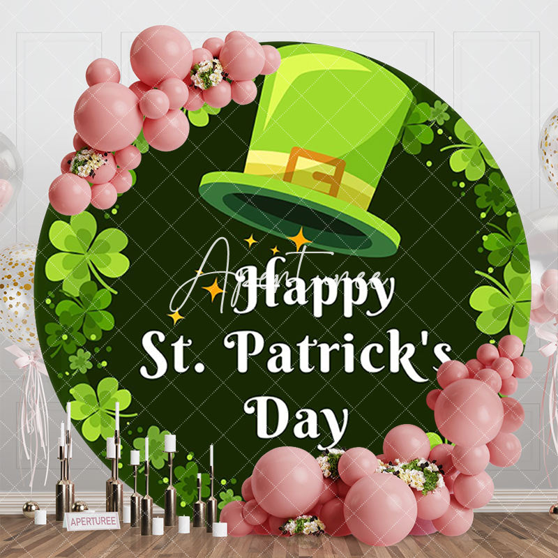 Aperturee - Aperturee Green Clover Hat Round St Patricks Day Backdrop