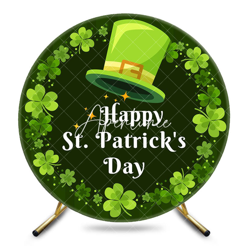 Aperturee - Aperturee Green Clover Hat Round St Patricks Day Backdrop