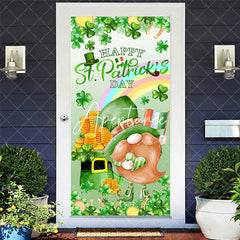 Aperturee - Aperturee Green Clover Rainbow Gnome St Patricks Day Door Cover