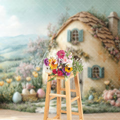 Aperturee - Aperturee Green Field Wall Hutch Eggs Floral Easter Backdrop