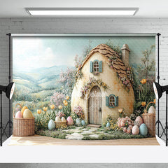 Aperturee - Aperturee Green Field Wall Hutch Eggs Floral Easter Backdrop