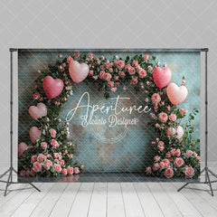 Aperturee - Aperturee Green Floral Arch Balloon Valentines Day Backdrop