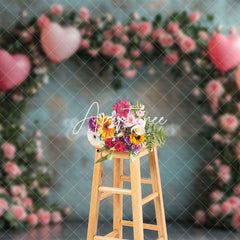 Aperturee - Aperturee Green Floral Arch Balloon Valentines Day Backdrop