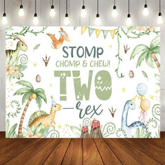 Aperturee - Aperturee Green Forest Dinosaur World Two Res Birthday Backdrop