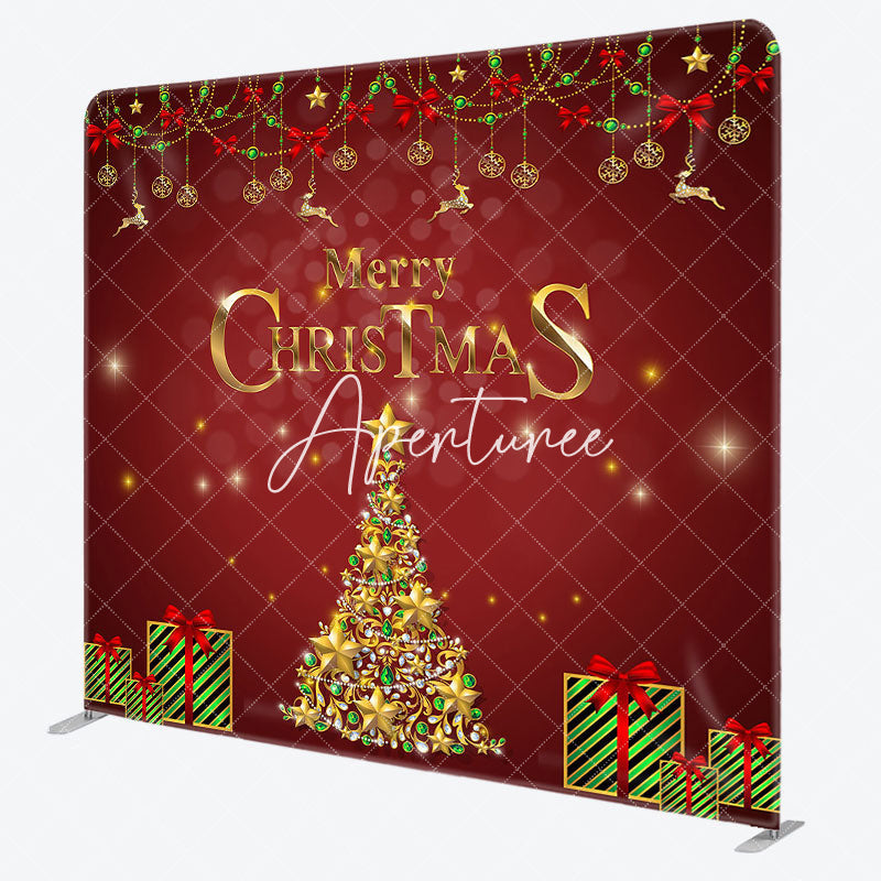 Aperturee - Aperturee Green Gifts Bowknot Xmas Double-Sided Square Backdrop