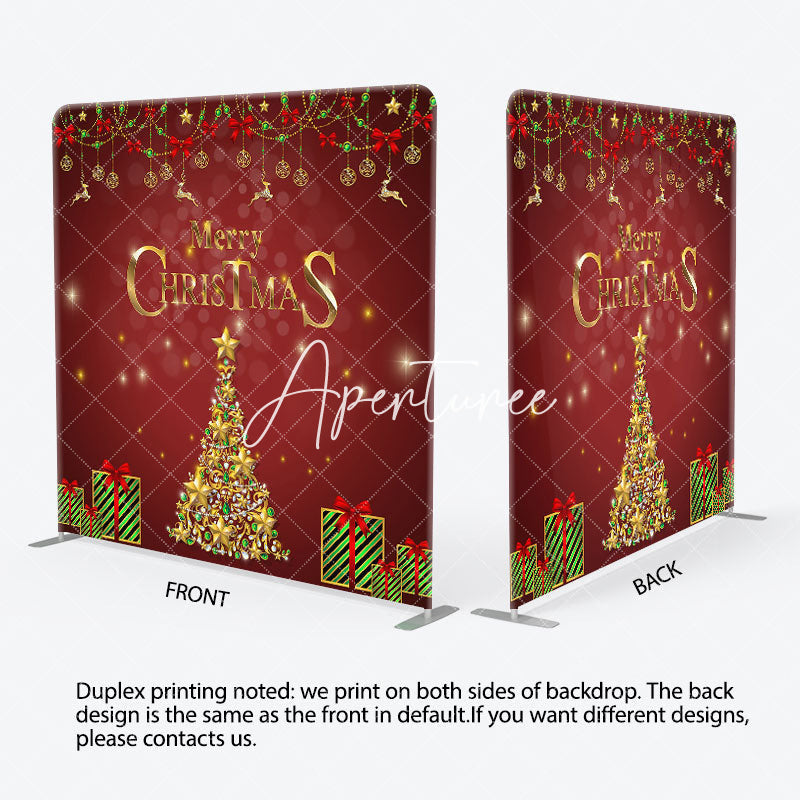 Aperturee - Aperturee Green Gifts Bowknot Xmas Double-Sided Square Backdrop