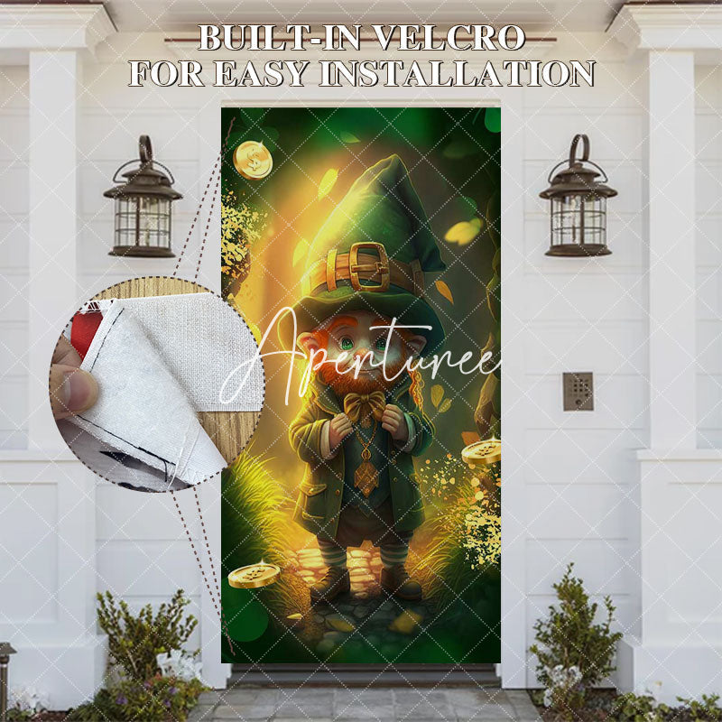 Aperturee - Aperturee Green Gnome Gold Happy St Patricks Day Door Cover