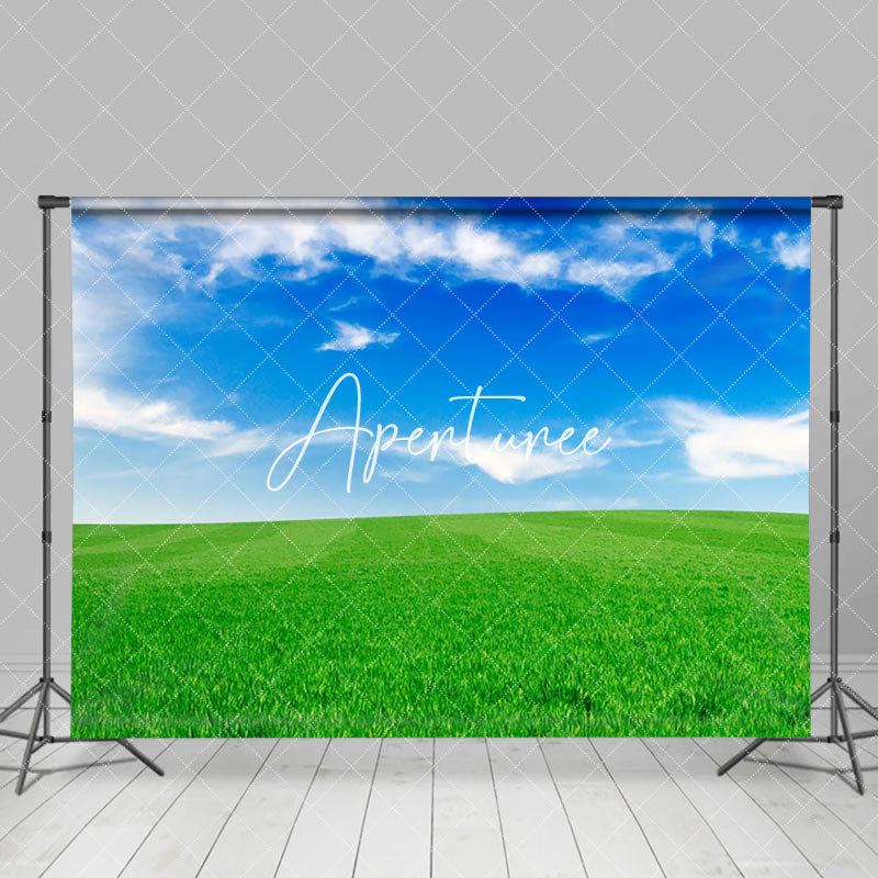 Aperturee - Aperturee Green Grass And Blue Sky Studio Photography Backdrop