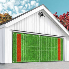 Aperturee - Aperturee Green Grass Goal Football Field Garage Door Banner