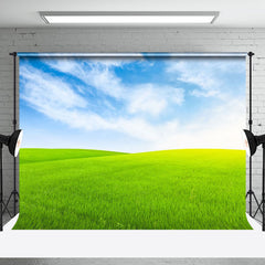 Aperturee - Aperturee Green Grassland And Blue Sky Photography Backdrop