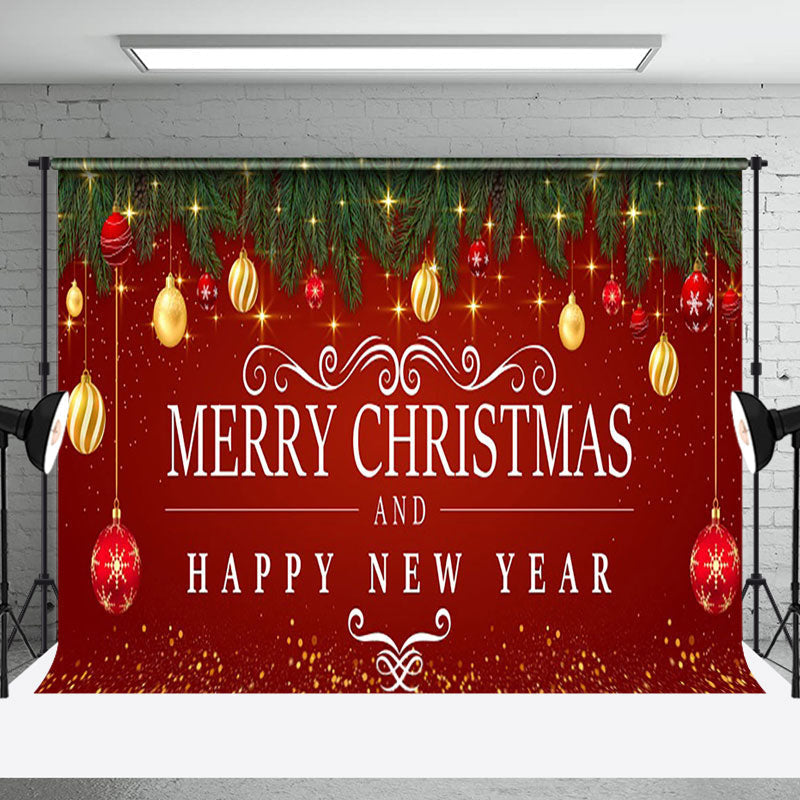 Aperturee - Aperturee Green Leaf Bell Red Festive Merry Christmas Backdrop