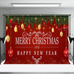 Aperturee - Aperturee Green Leaf Bell Red Festive Merry Christmas Backdrop