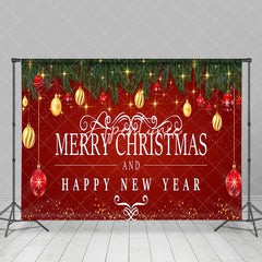 Aperturee - Aperturee Green Leaf Bell Red Festive Merry Christmas Backdrop