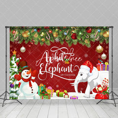 Aperturee - Aperturee Green Leaf Red White Elephant Gift Exchange Backdrop