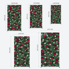 Aperturee - Aperturee Green Leaves Red Rose Wedding Party Rectangle Backdrop