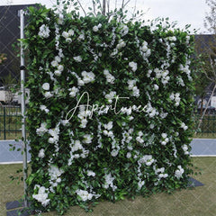 Aperturee - Aperturee Green Leaves White Flower Artificial Party Decor