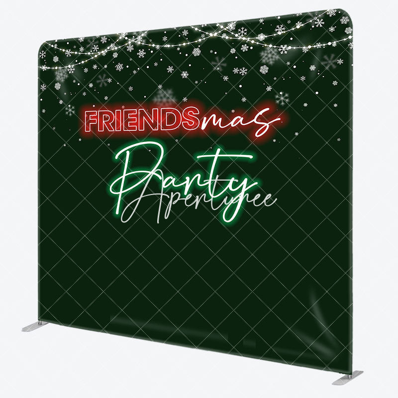 Aperturee - Aperturee Green Light Snow Friendsmas Tension Fabric Backdrop