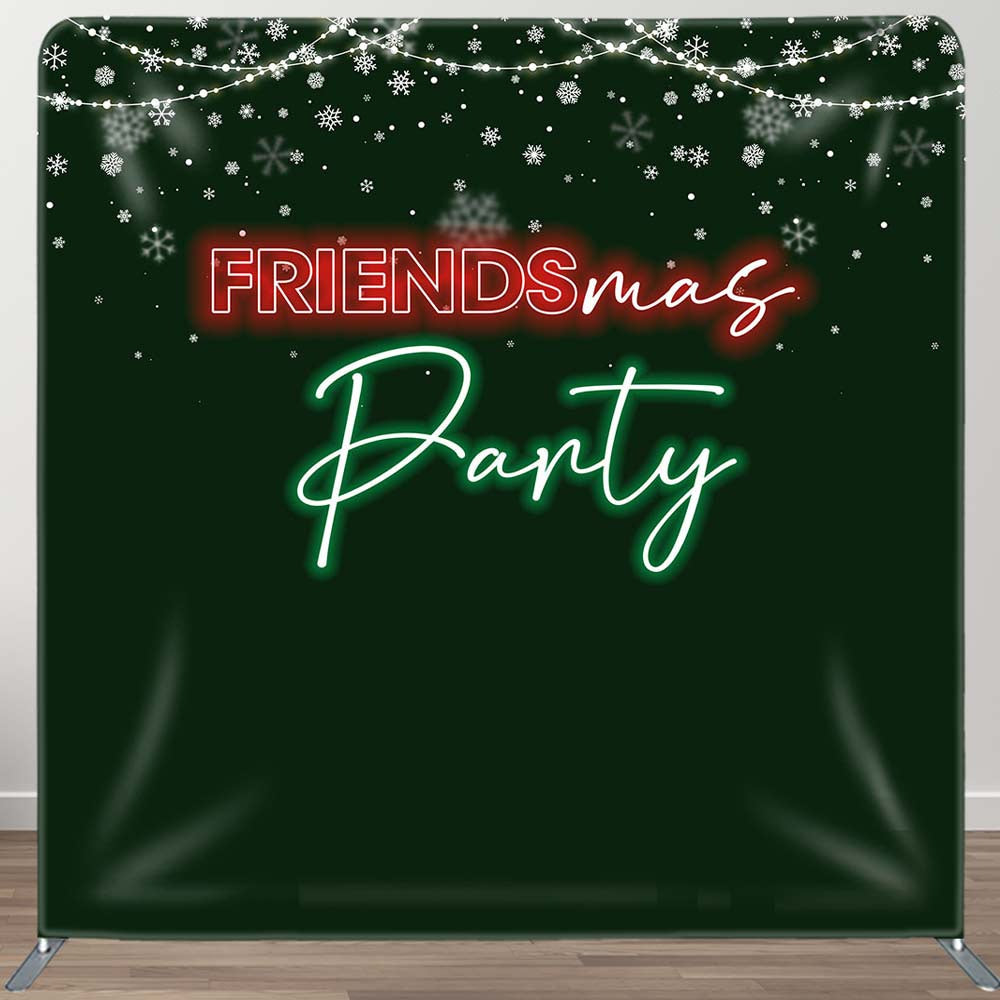 Aperturee - Aperturee Green Light Snow Friendsmas Tension Fabric Backdrop