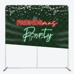 Aperturee - Aperturee Green Light Snow Friendsmas Tension Fabric Backdrop