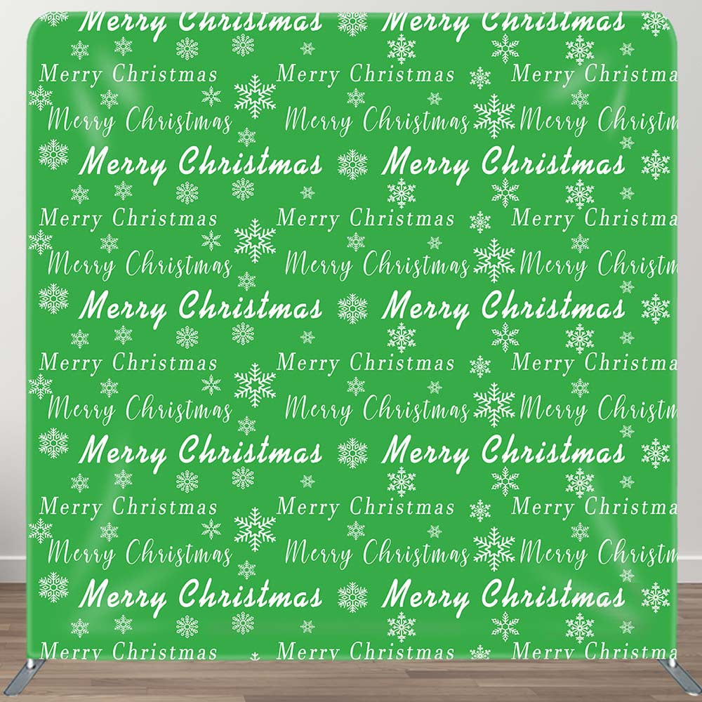 Aperturee - Aperturee Green Merry Christmas Snowflake Pillow Case Backdrop