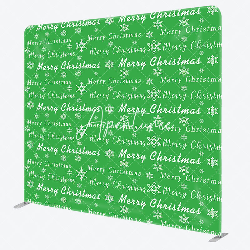 Aperturee - Aperturee Green Merry Christmas Snowflake Pillow Case Backdrop