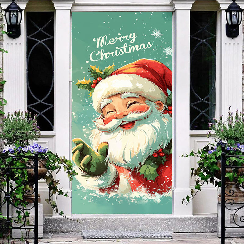 Aperturee - Aperturee Green Painted Santa Claus Merry Christmas Door Cover