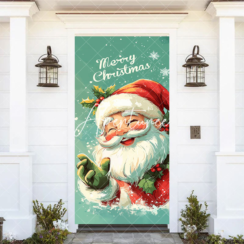 Aperturee - Aperturee Green Painted Santa Claus Merry Christmas Door Cover