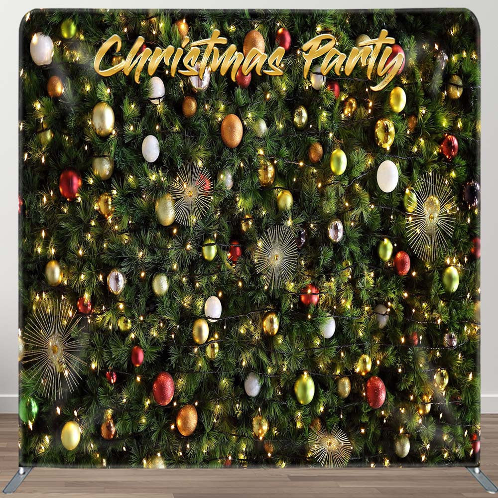 Aperturee - Aperturee Green Pine Leaves Bauble Xmas Pillow Case Backdrop