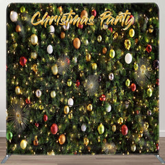 Aperturee - Aperturee Green Pine Leaves Bauble Xmas Pillow Case Backdrop