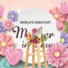 Aperturee - Aperturee Green Pink Floral Greatest Mother In Law Backdrop