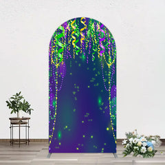 Aperturee - Aperturee Green Purple Ribbons Birthday Party Arch Backdrop