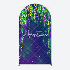 Aperturee - Aperturee Green Purple Ribbons Birthday Party Arch Backdrop