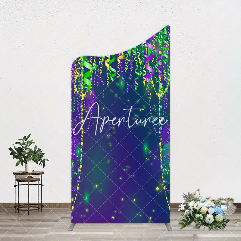 Aperturee - Aperturee Green Purple Ribbons Birthday Party Arch Backdrop