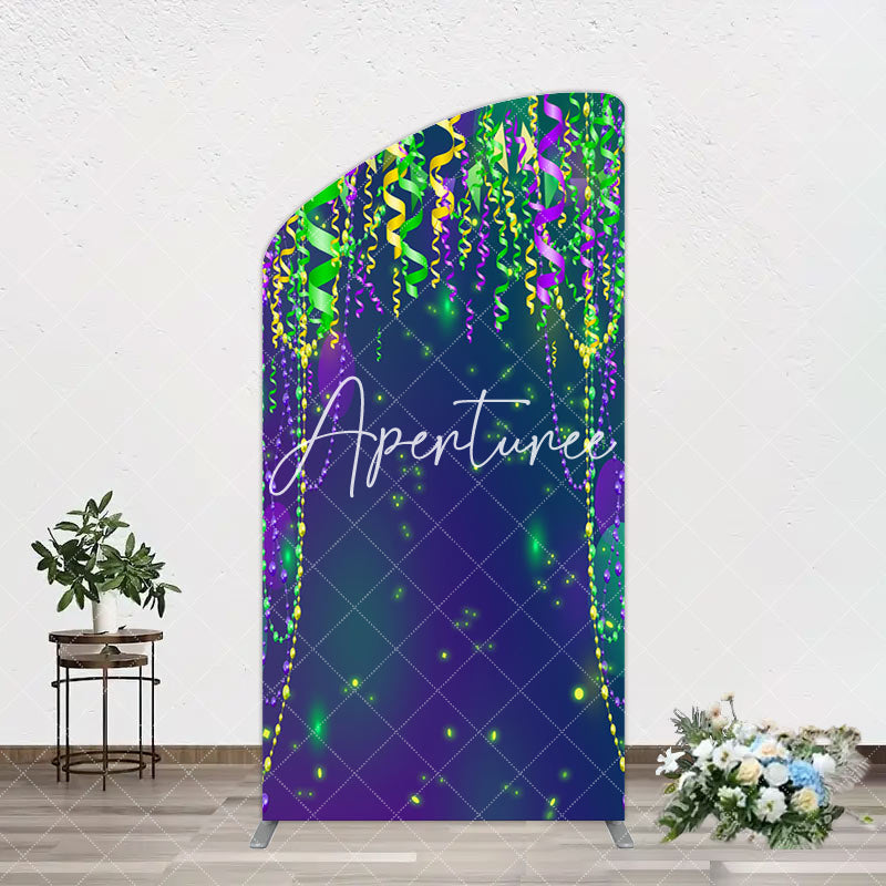 Aperturee - Aperturee Green Purple Ribbons Birthday Party Arch Backdrop