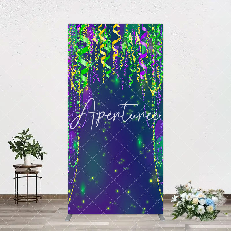 Aperturee - Aperturee Green Purple Ribbons Birthday Party Arch Backdrop