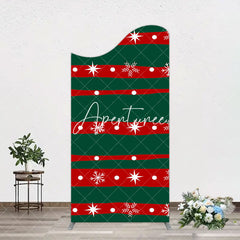 Aperturee - Aperturee Green Red Christmas Vibe Stripe Snow Arch Backdrop