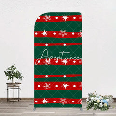 Aperturee - Aperturee Green Red Christmas Vibe Stripe Snow Arch Backdrop