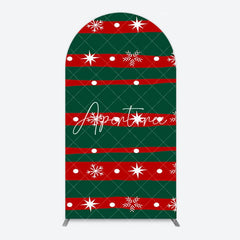 Aperturee - Aperturee Green Red Christmas Vibe Stripe Snow Arch Backdrop