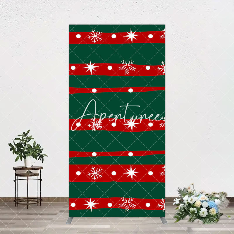 Aperturee - Aperturee Green Red Christmas Vibe Stripe Snow Arch Backdrop